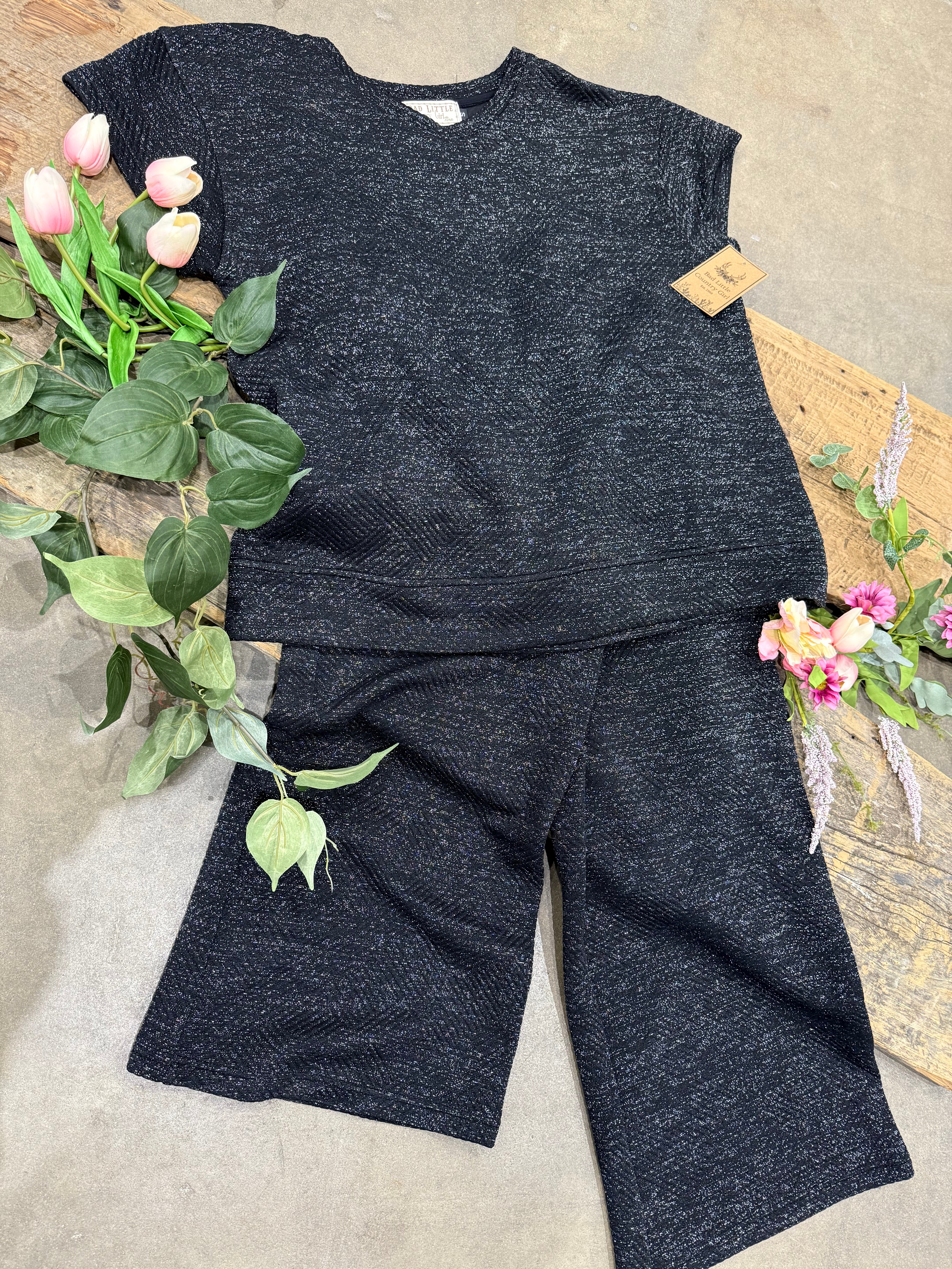 Black "Silver Starline" lounge wear 2PC set