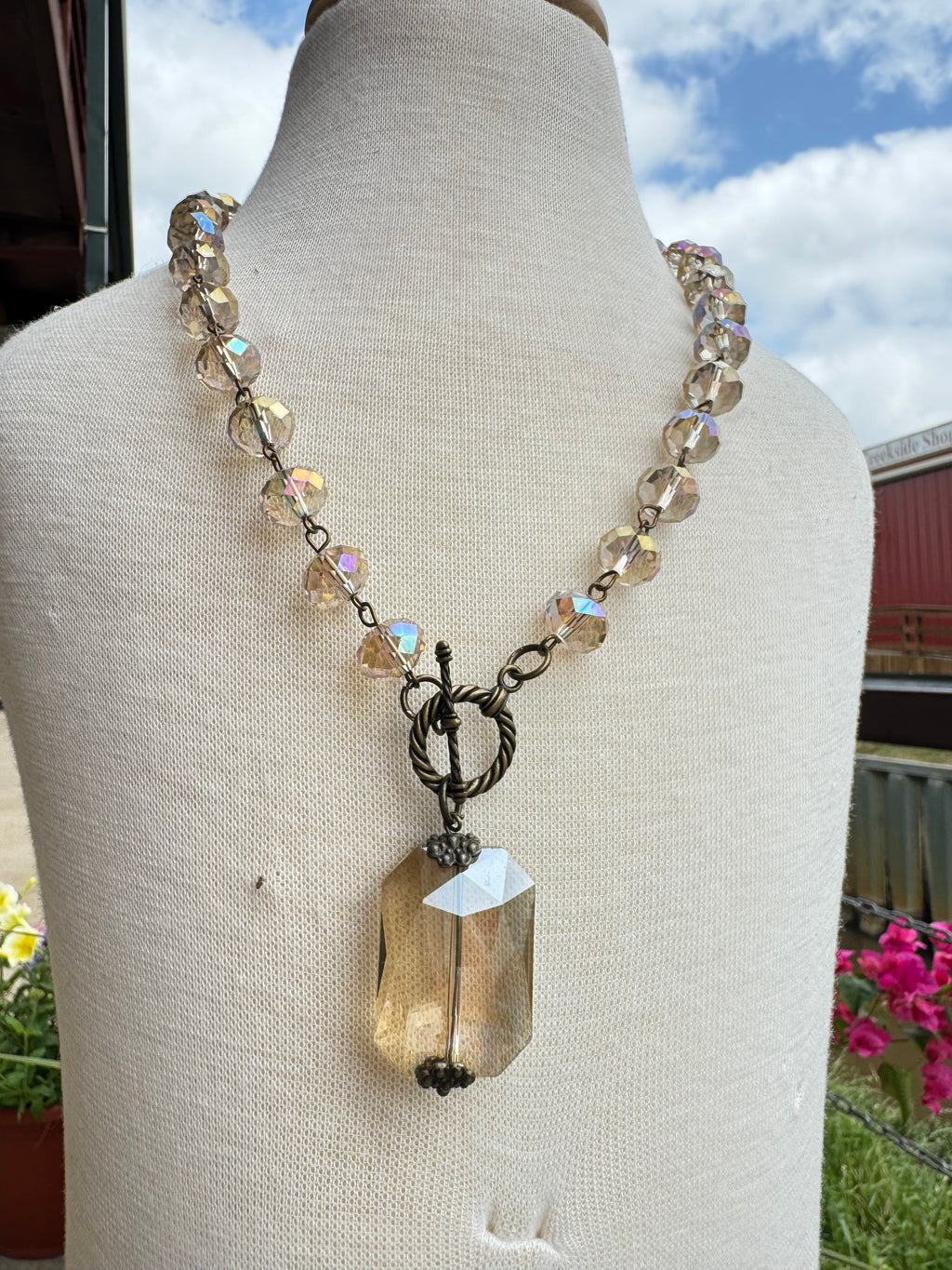 Taupe Crystal Necklace