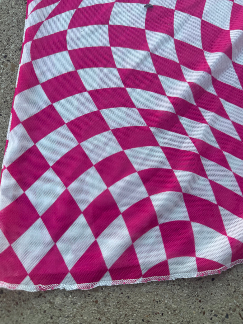 Hot pink checkered mesh shirt