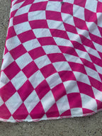 Hot pink checkered mesh shirt