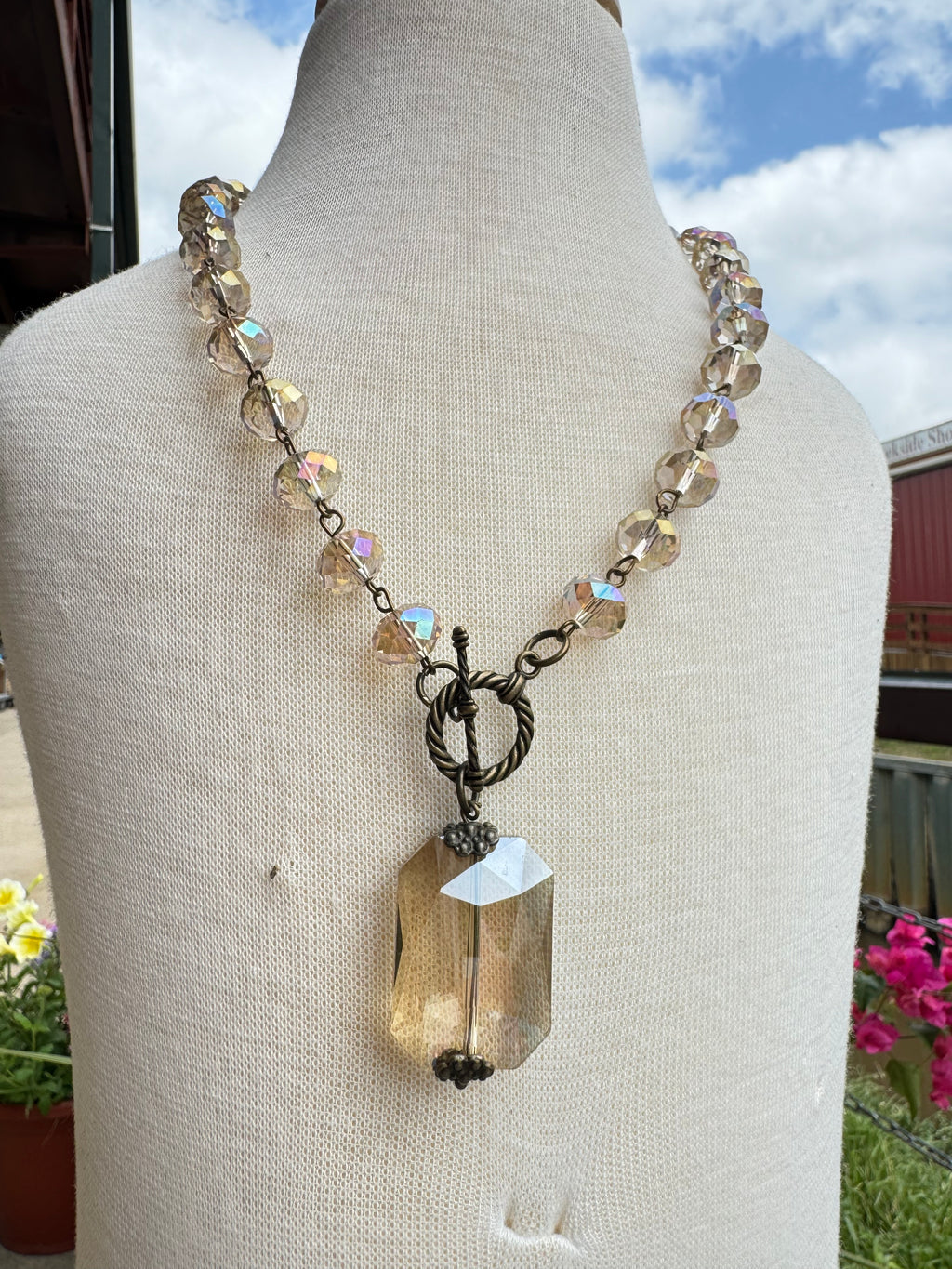 Taupe Crystal Necklace
