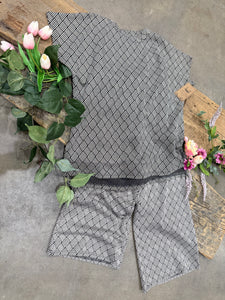 Black & Tan "basket weave" lounge wear 2PC set