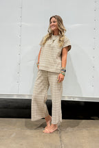 Grey & Cream "square pattern" lounge 2PC set