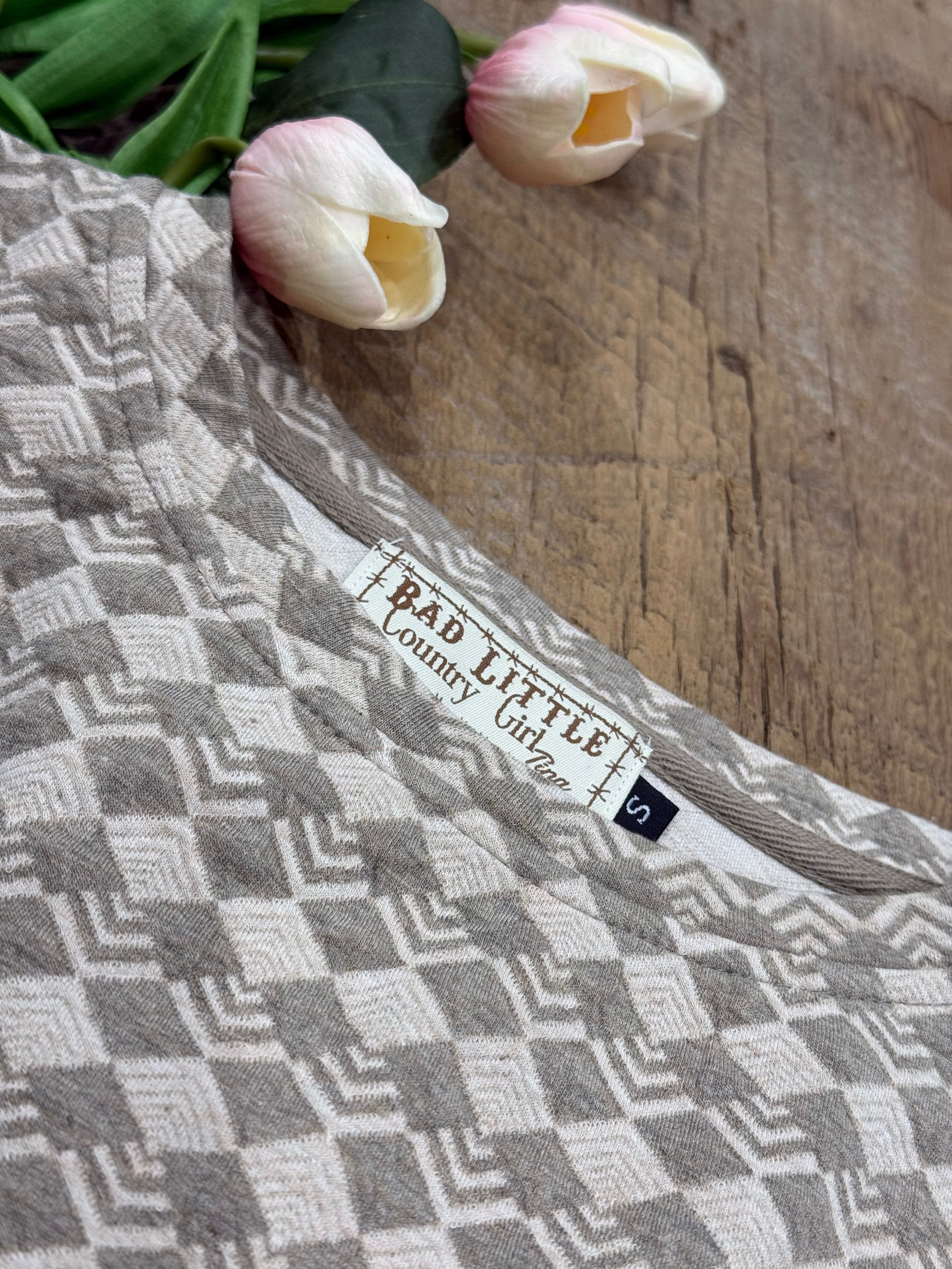Grey & Cream "square pattern" lounge 2PC set