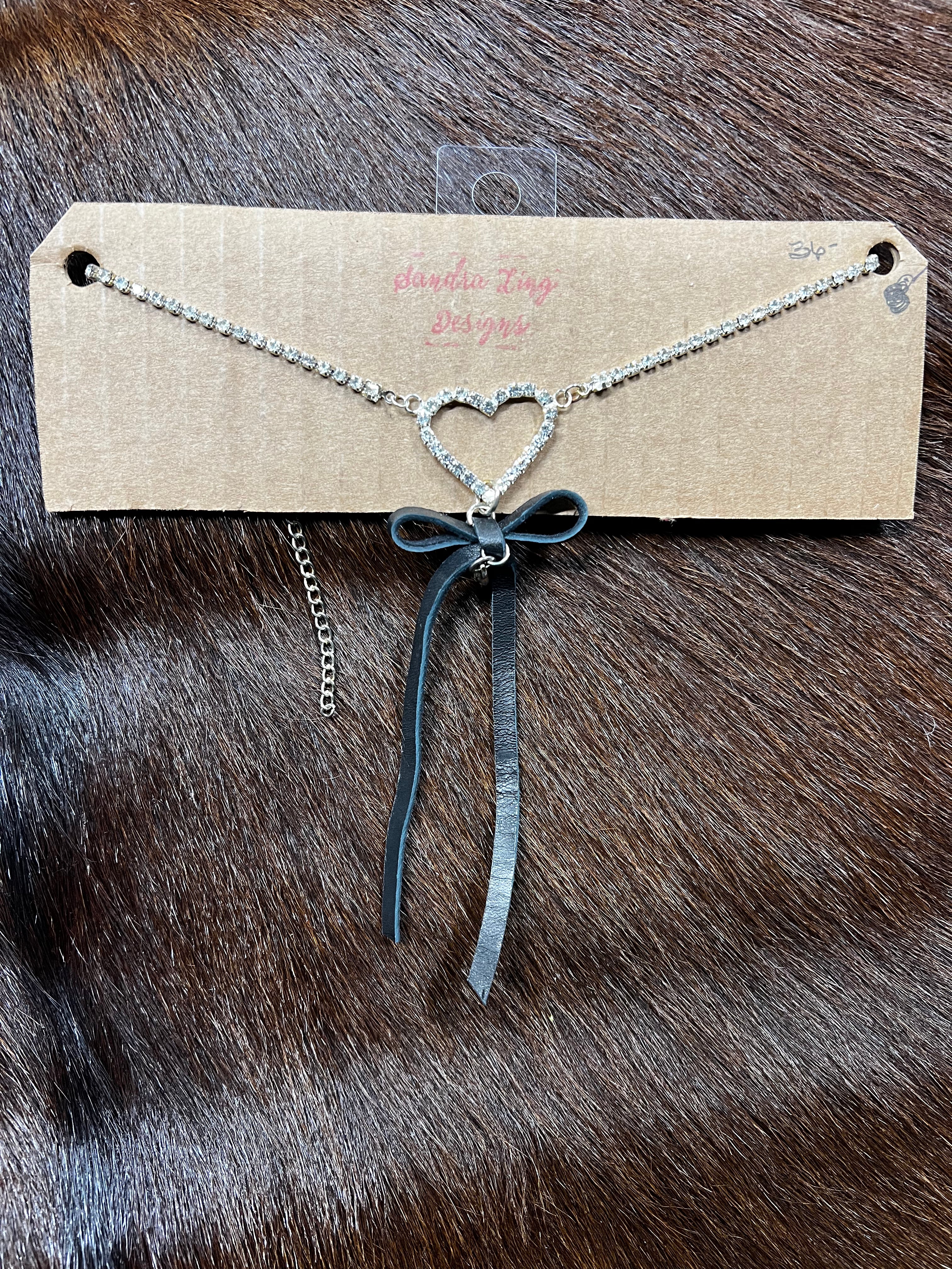 Jeweled Heart Bow Choker