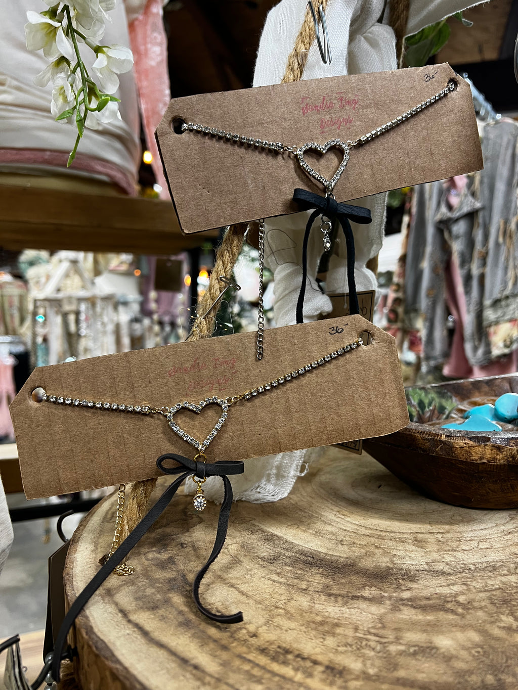 Jeweled Heart Bow Choker