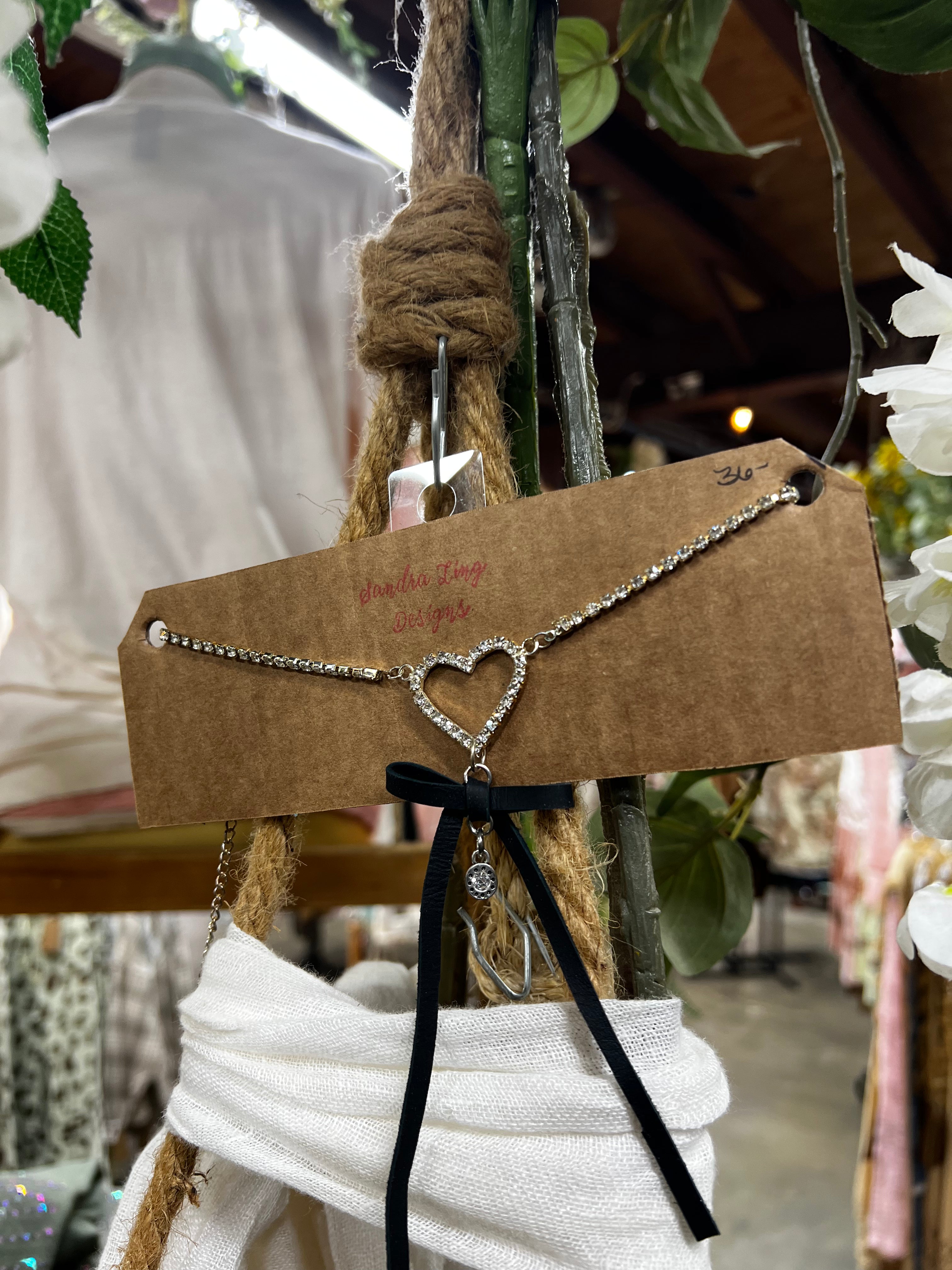 Jeweled Heart Bow Choker