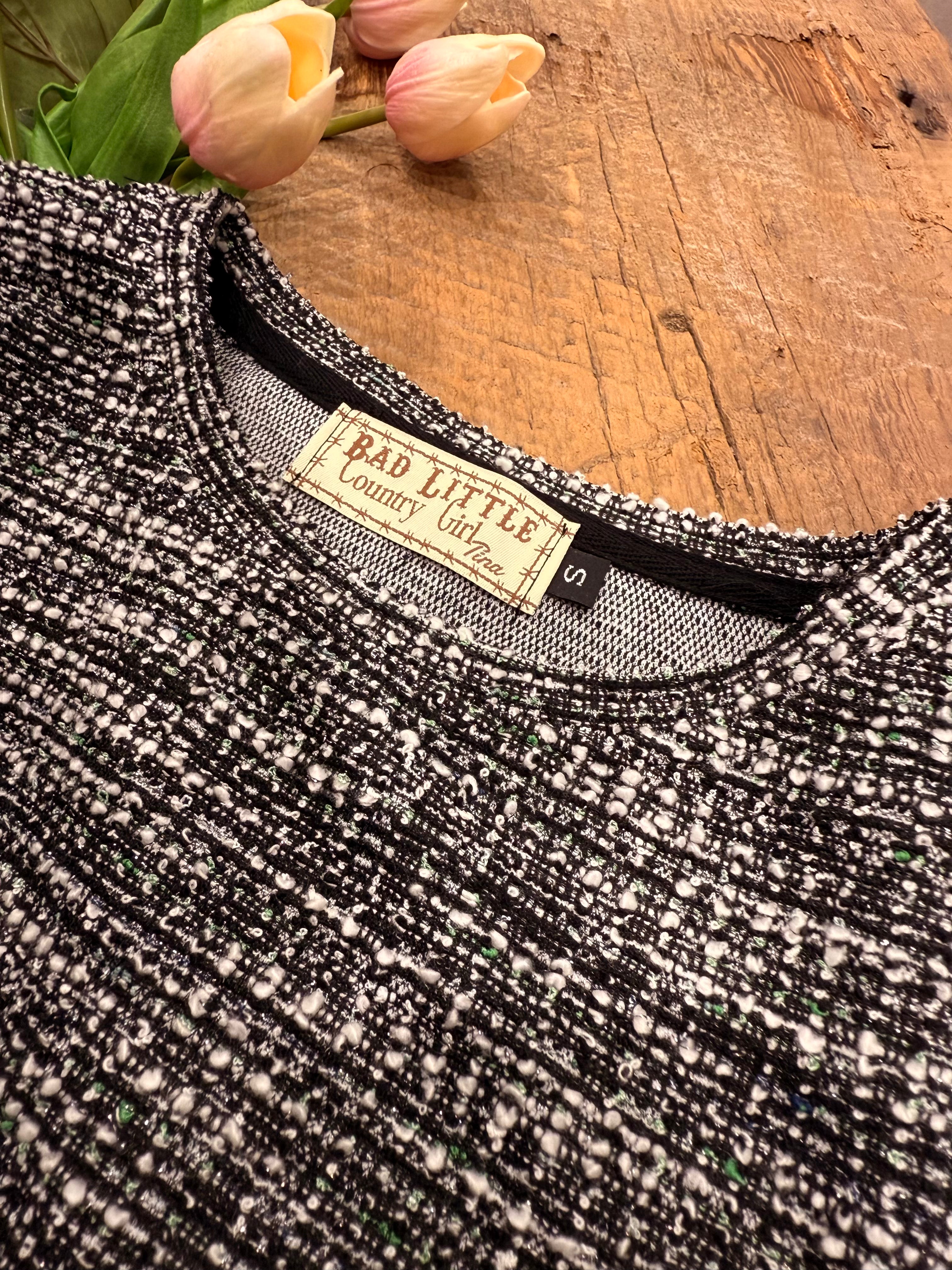 Black woven "Moonlight Tweed" lounge 2PC set