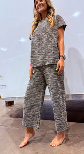 Black woven "Moonlight Tweed" lounge 2PC set