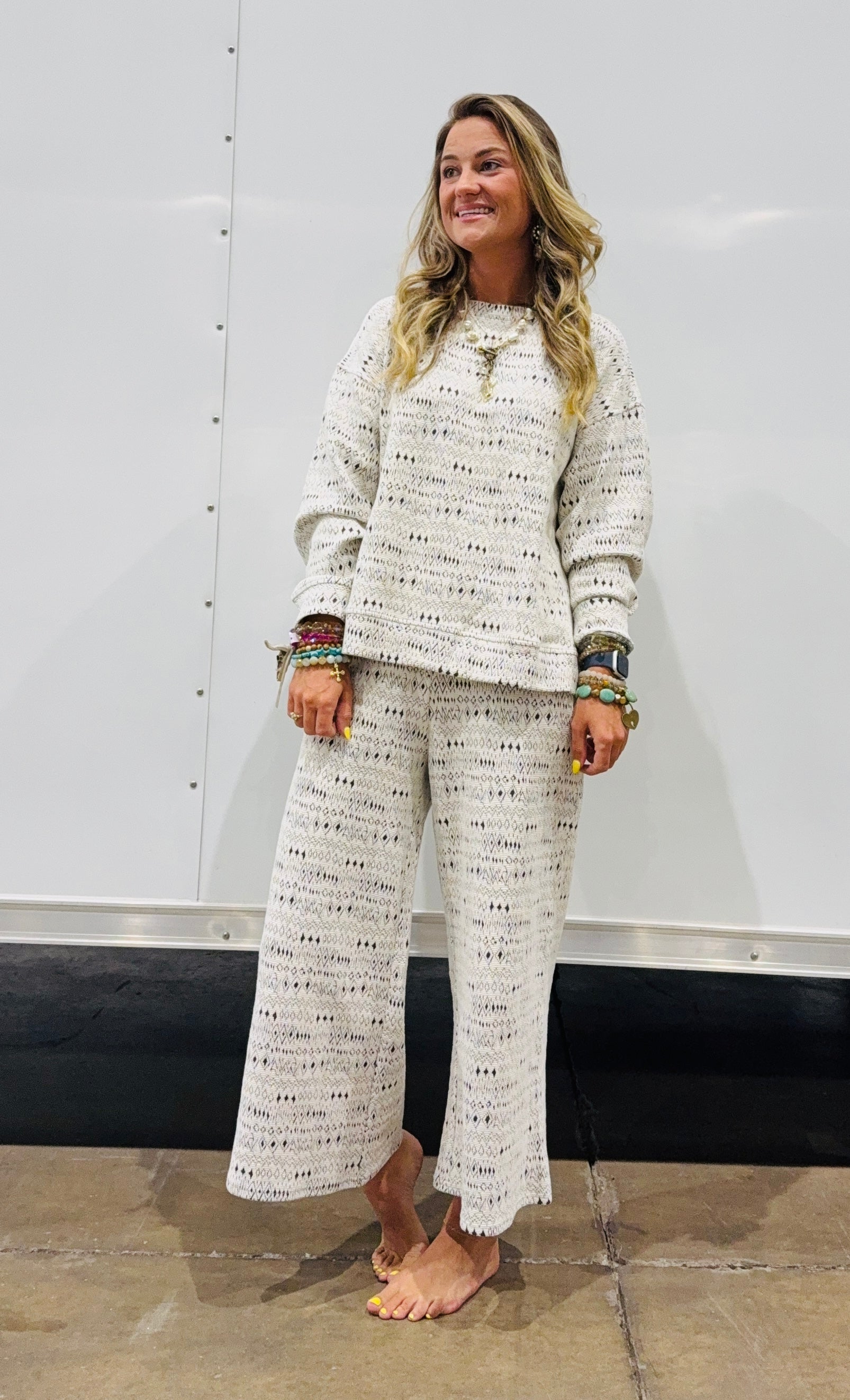 Cream & Black "Aztec" lounge 2PC set