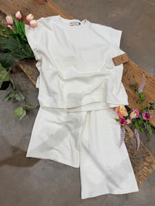 White "cream textured tweed" lounge 2PC set