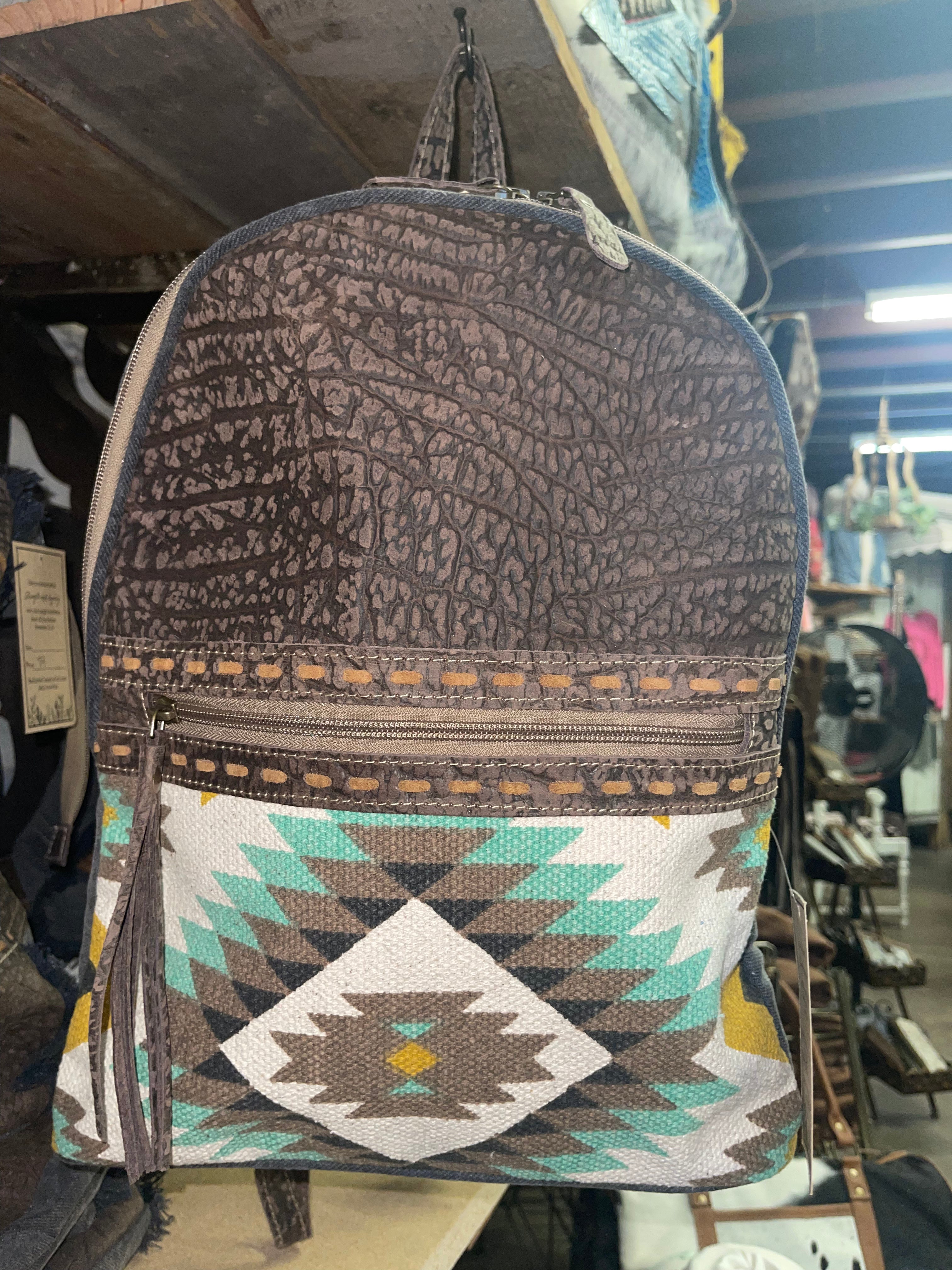 Aztec/Leather backpack