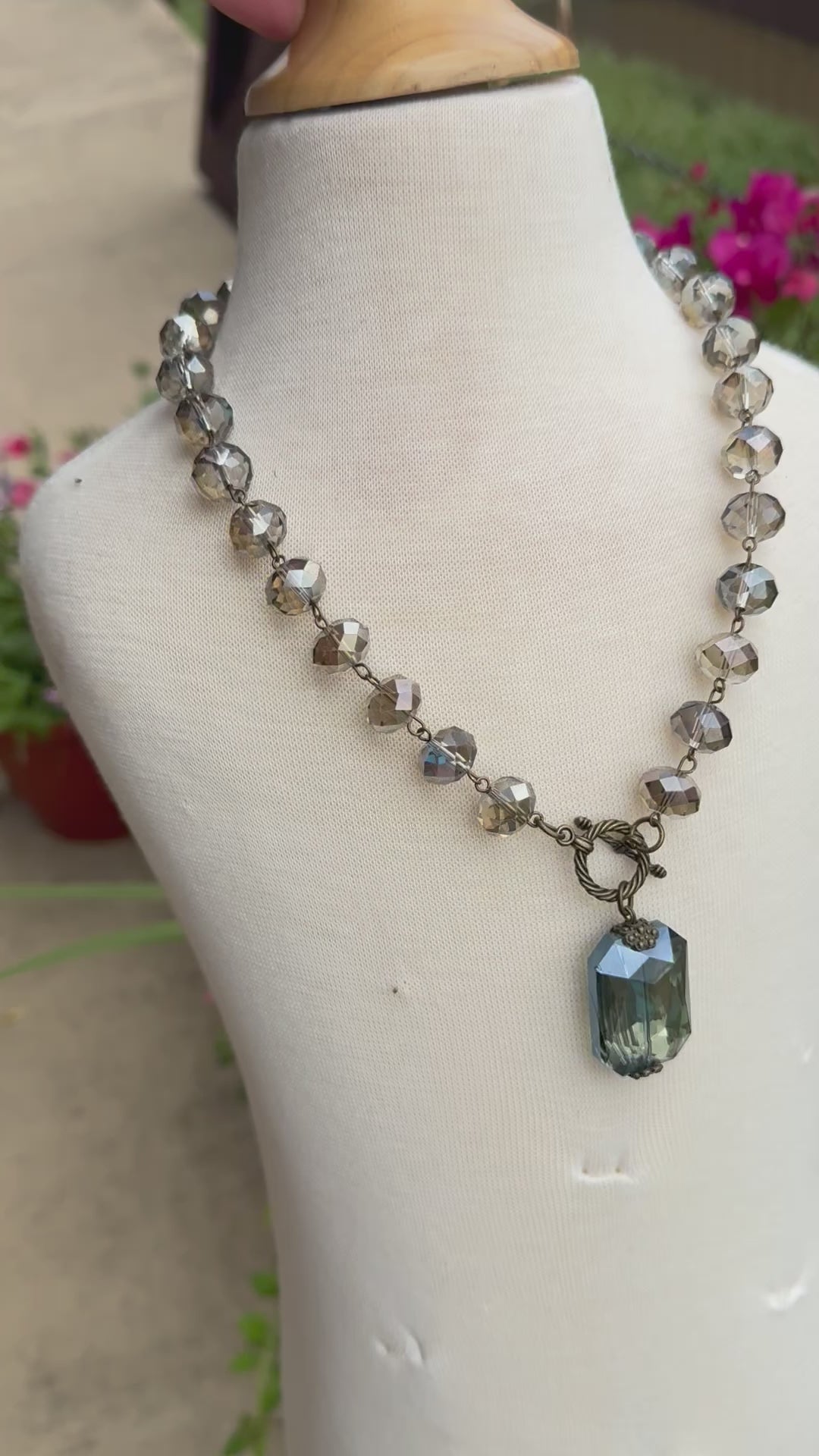 Denim Crystal Necklace